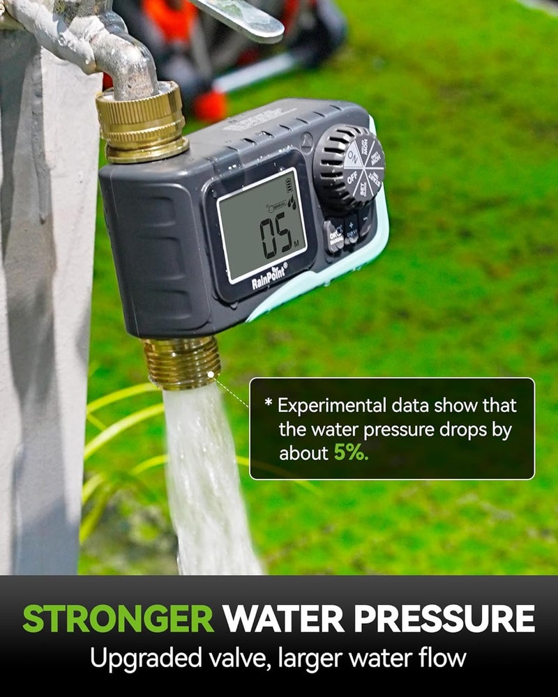 RAINPOINT Sprinkler Timer, 100% Metal Pipe Water Timer for Garden Hose, Programmable Hose Controller for Watering, Sprinkler Controller with Manual Watering/Rain Delay for Outdoor Lawn & Garden 1 Zone - Image 5